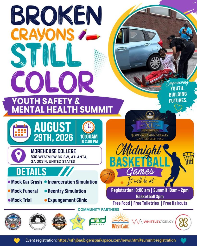 Broken Crayons Still Color — Youth Safety & Mental Health Summit, August 29, 2026, 10am–2pm, Morehouse College, 830 Westview Dr SW, Atlanta GA 30314